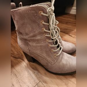 Grey Lace-Up Boots